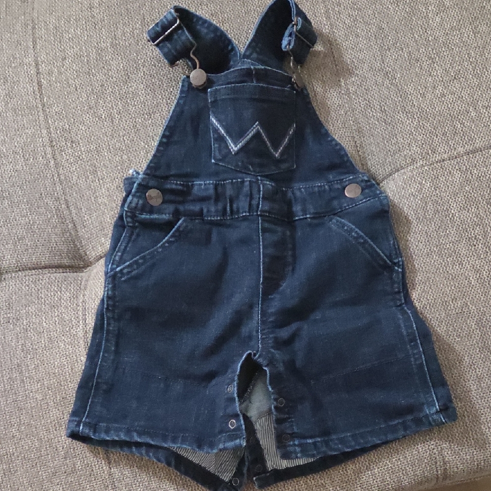 Kids Dark Blue Denim Short Overalls